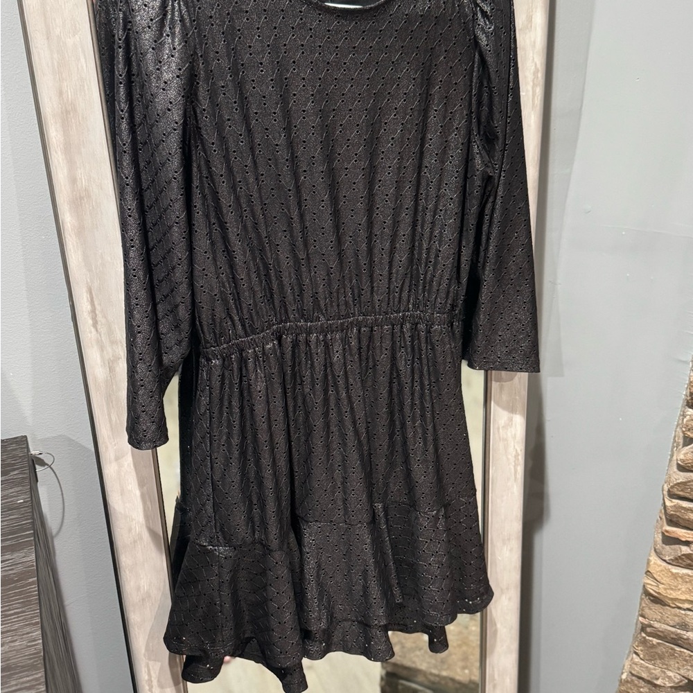 Michael Kors Black Metallic Long Sleeve Dress